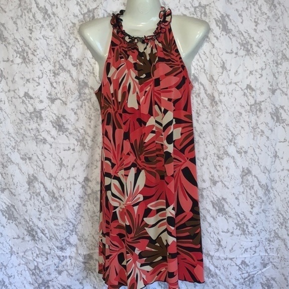 LILY HIGH NECK MINI SWING DRESS FLORAL LADIES SIZE SMALL - Picture 11 of 12